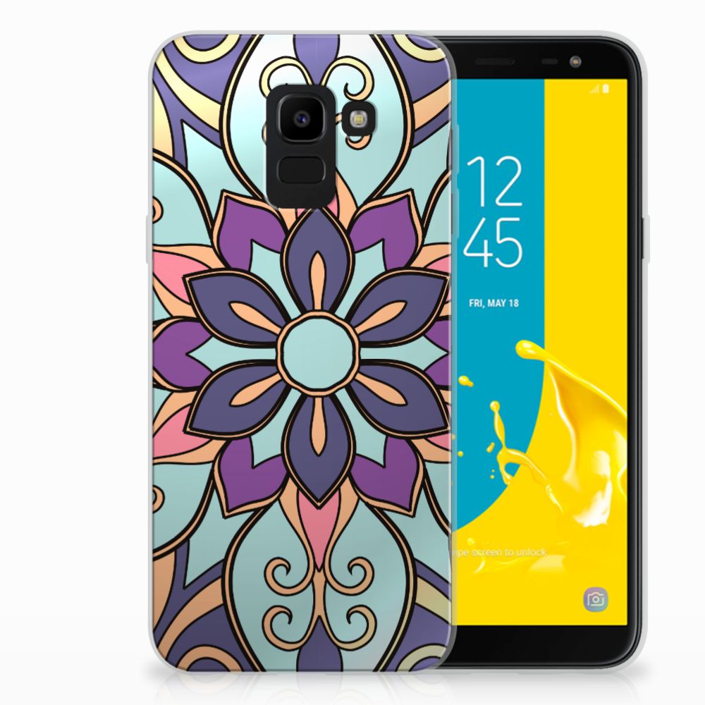 Samsung Galaxy J6 2018 TPU Case Purple Flower