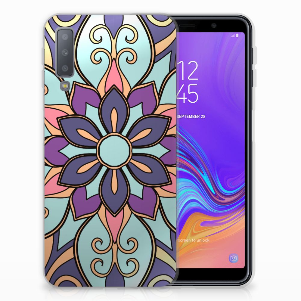 Samsung Galaxy A7 (2018) TPU Case Purple Flower