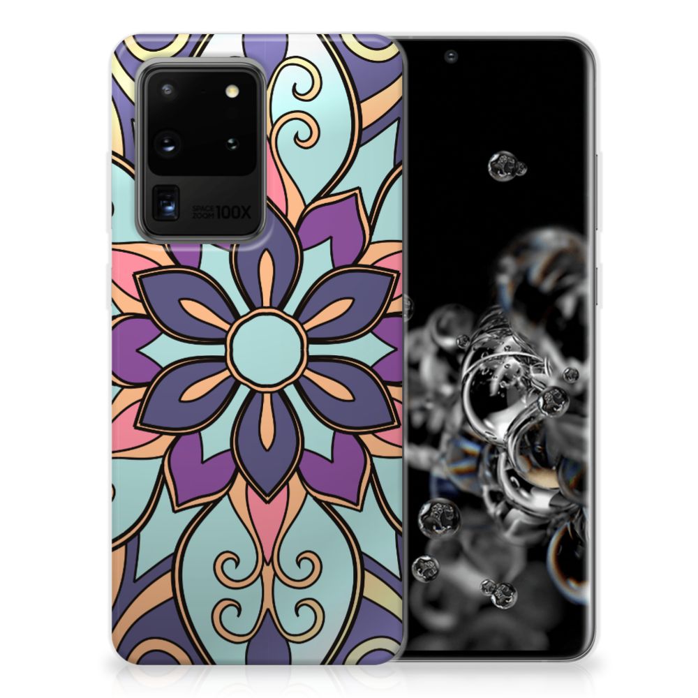 Samsung Galaxy S20 Ultra TPU Case Purple Flower