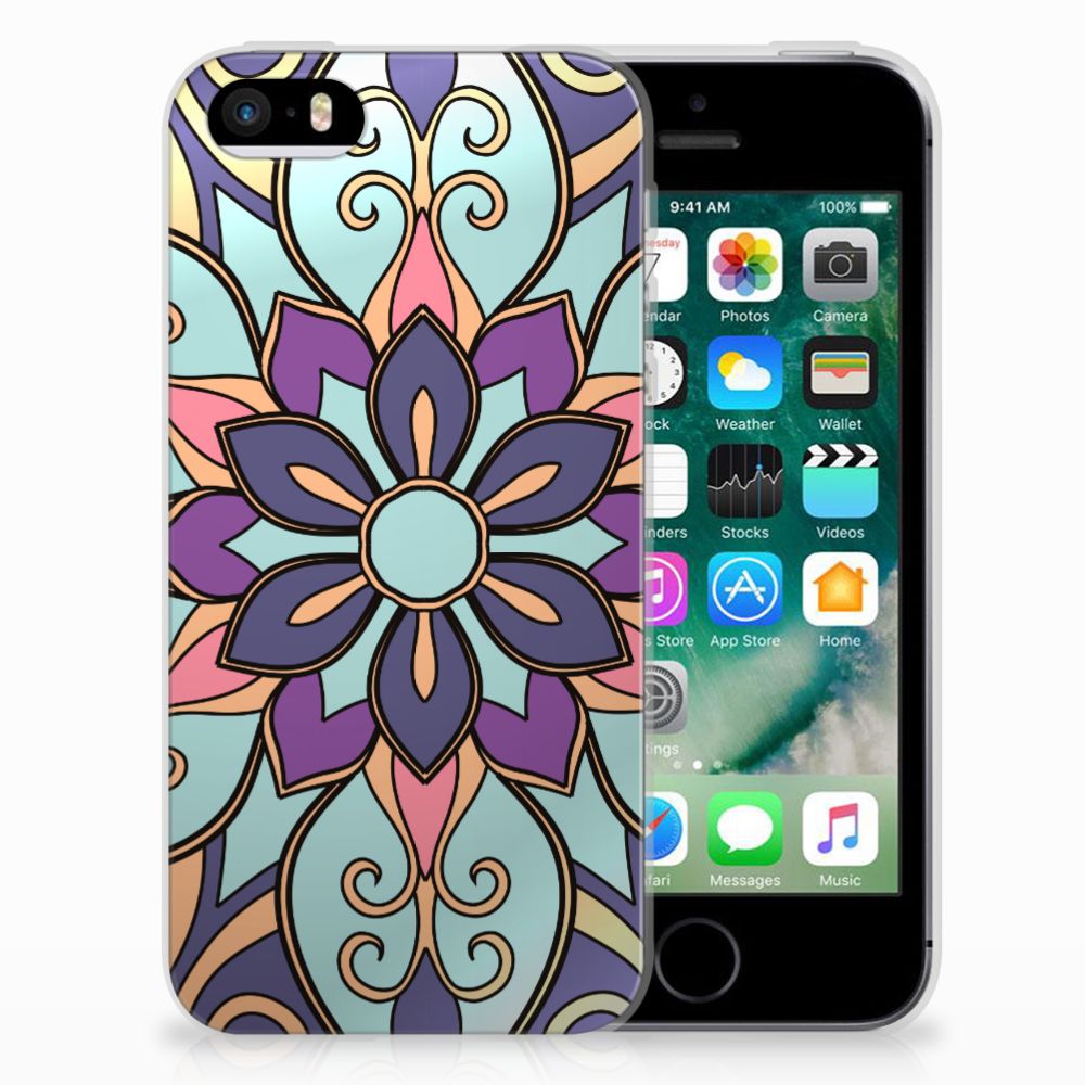 Apple iPhone SE | 5S TPU Case Purple Flower