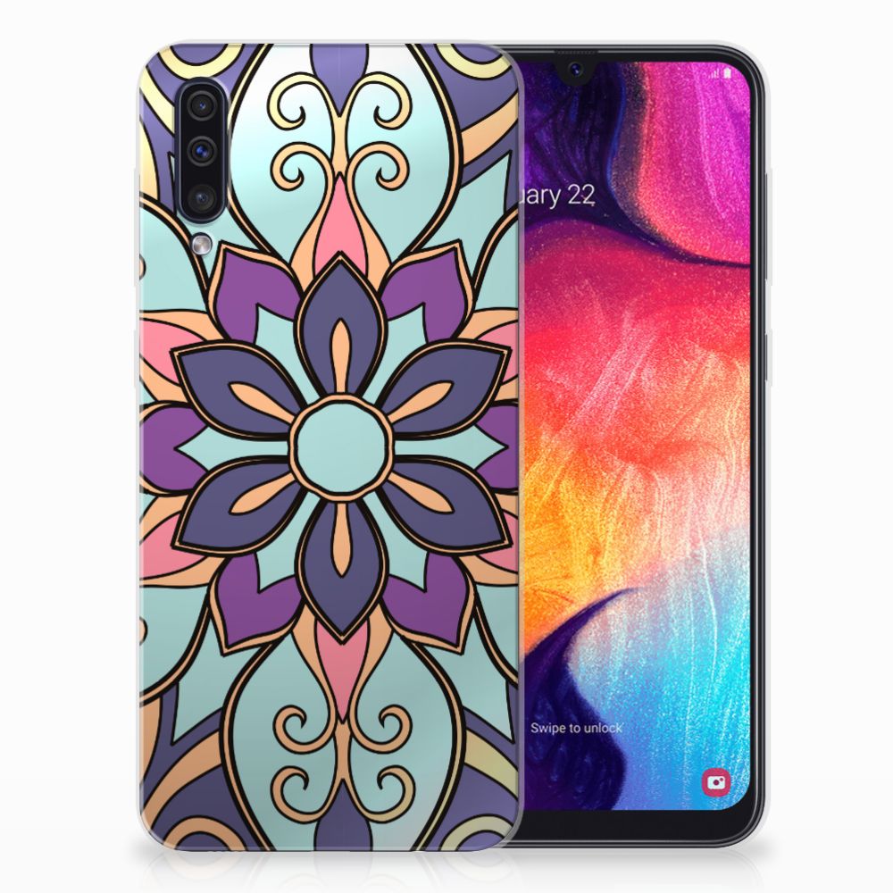 Samsung Galaxy A50 TPU Case Purple Flower