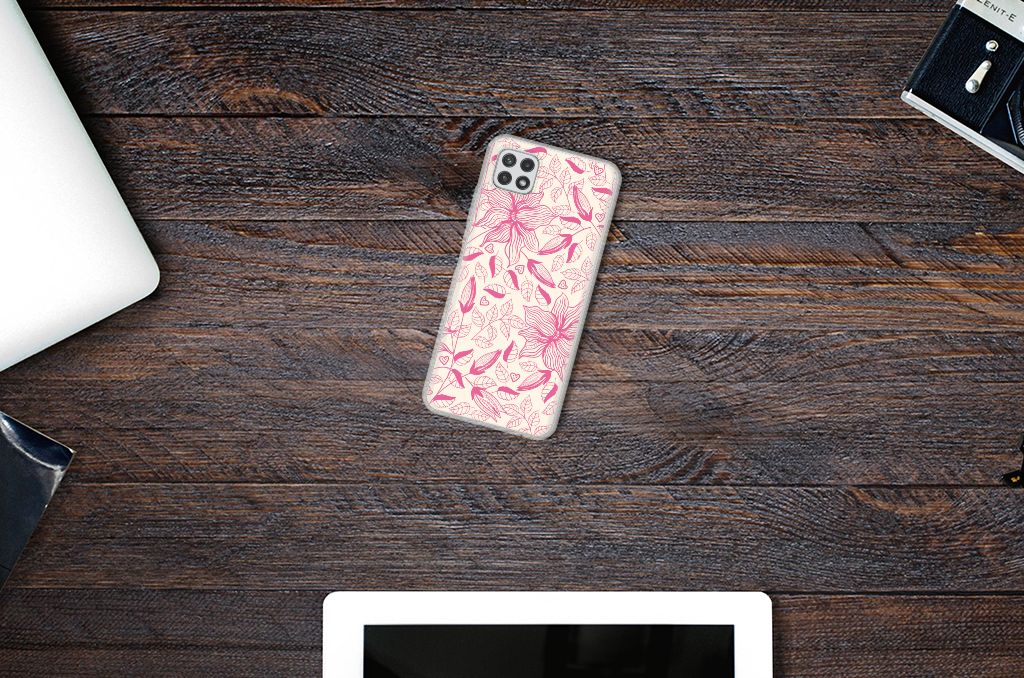 Samsung Galaxy A22 5G TPU Case Pink Flowers