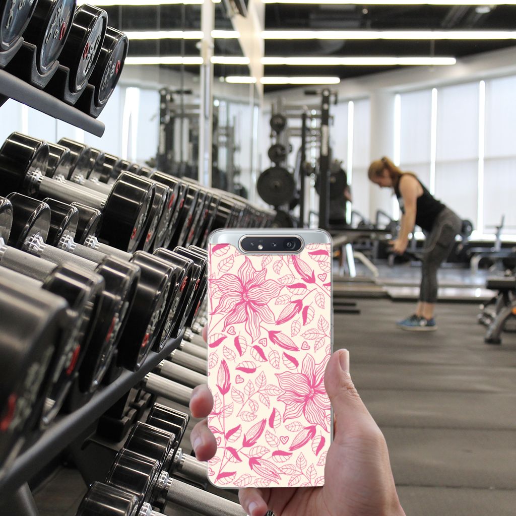 Samsung Galaxy A80 TPU Case Pink Flowers