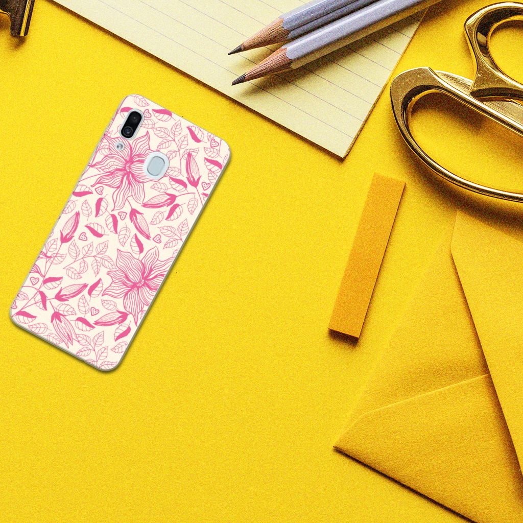 Samsung Galaxy A30 TPU Case Pink Flowers