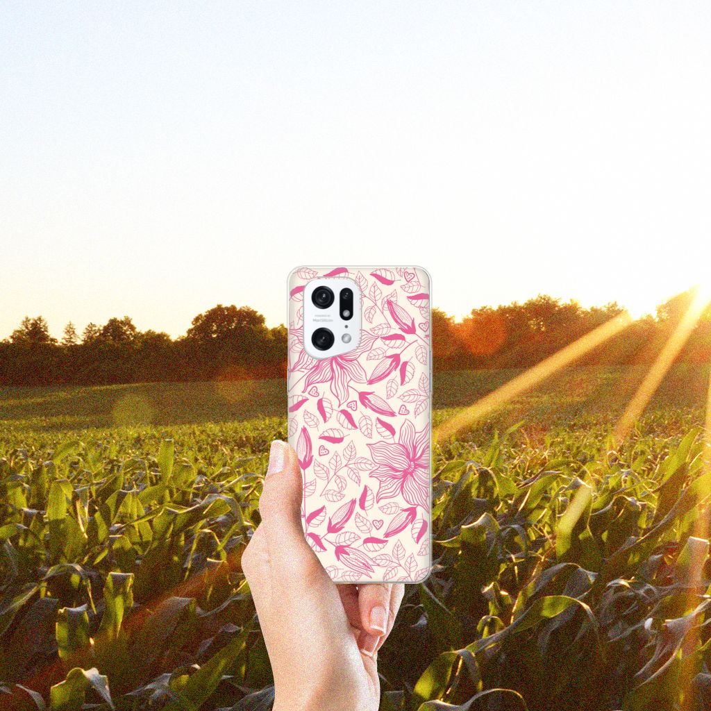 OPPO Find X5 Pro TPU Case Pink Flowers