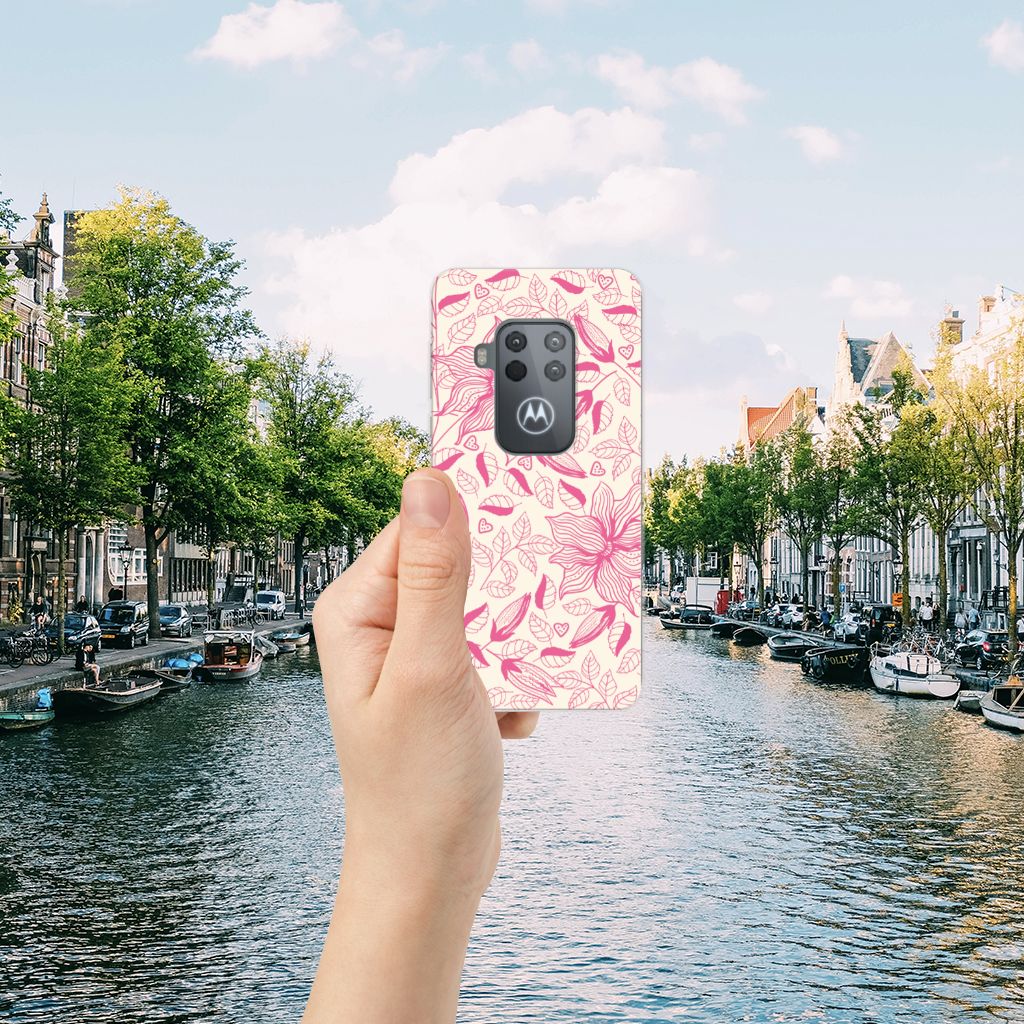 Motorola One Zoom TPU Case Pink Flowers