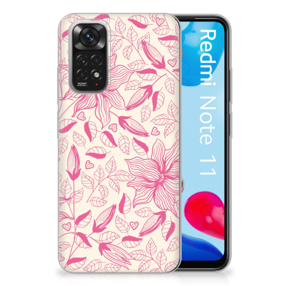 Xiaomi Redmi 10 | Redmi Note 11 4G TPU Case Pink Flowers