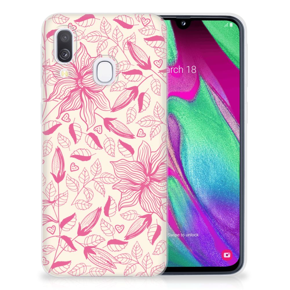 Samsung Galaxy A40 TPU Case Pink Flowers