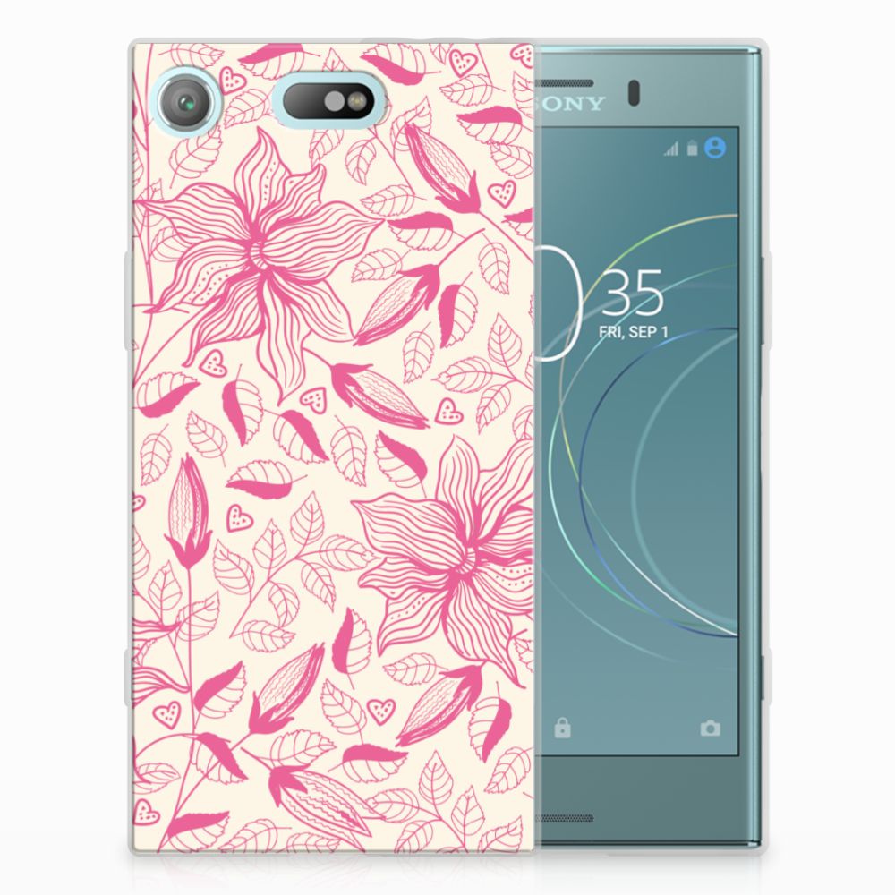 Sony Xperia XZ1 Compact Uniek TPU Hoesje Pink Flowers