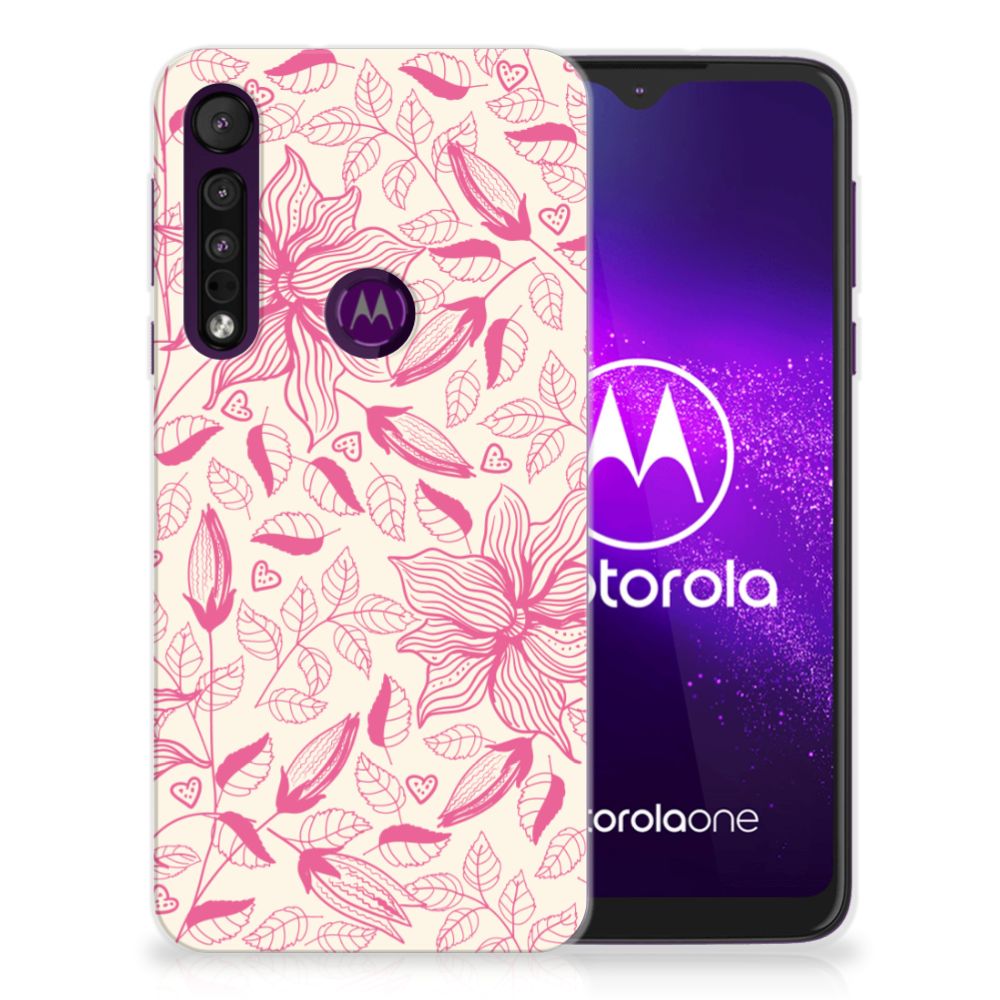 Motorola One Macro TPU Case Pink Flowers
