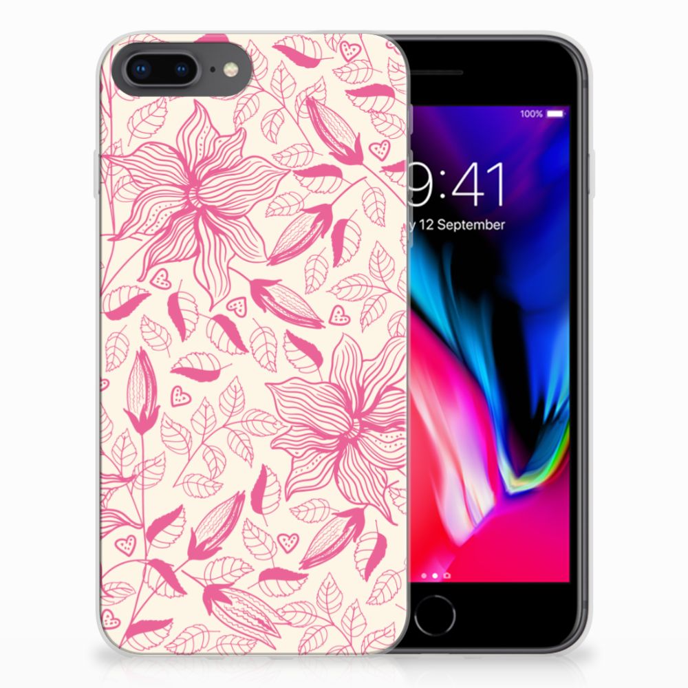 Apple iPhone 7 Plus | 8 Plus Uniek TPU Hoesje Pink Flowers