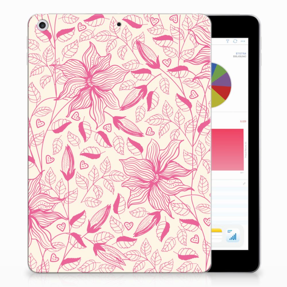 Apple iPad 9.7 2018 | 2017 Siliconen Hoesje Pink Flowers