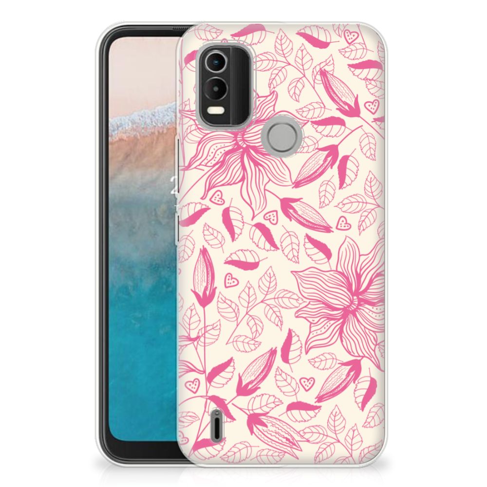 Nokia C21 Plus TPU Case Pink Flowers