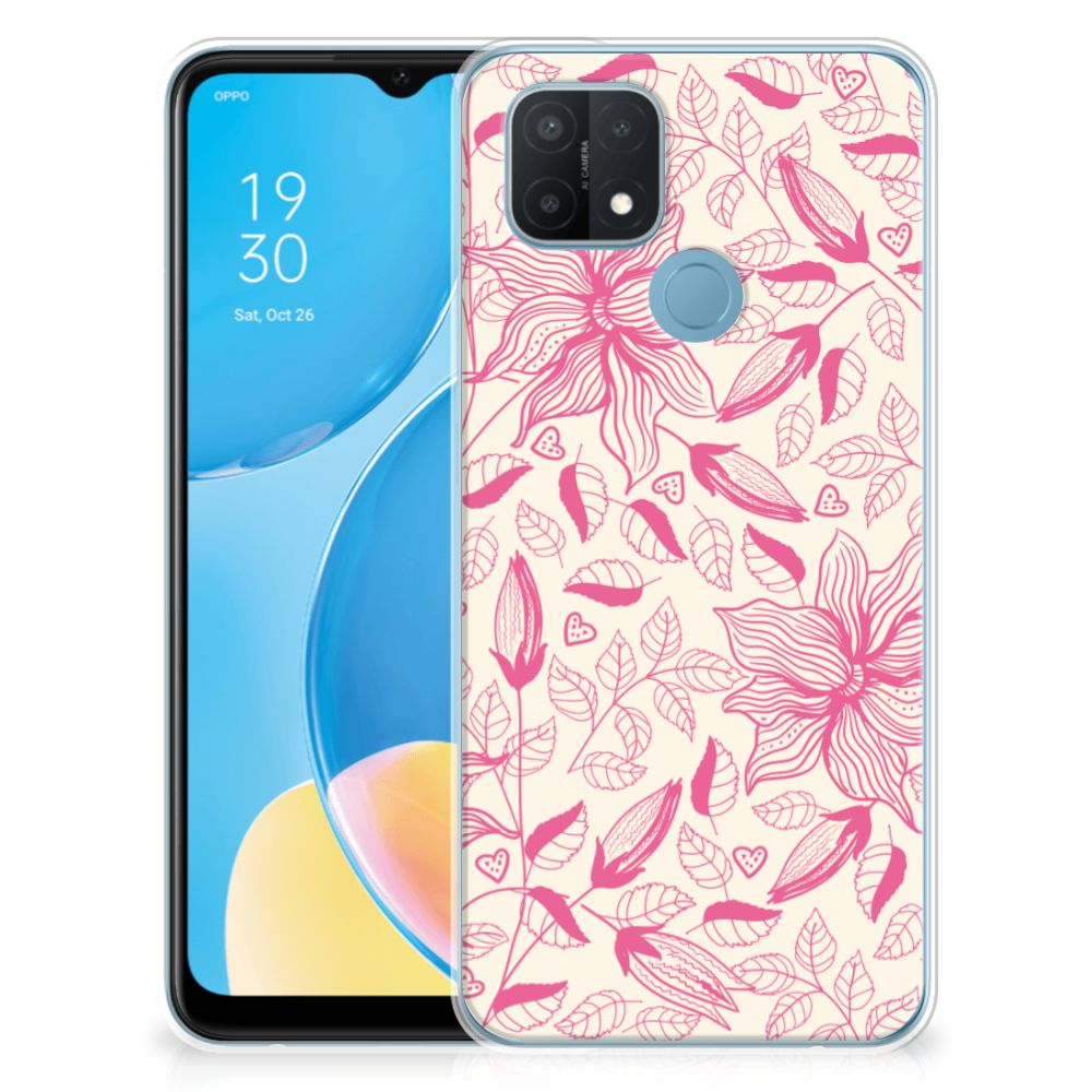 OPPO A15 TPU Case Pink Flowers