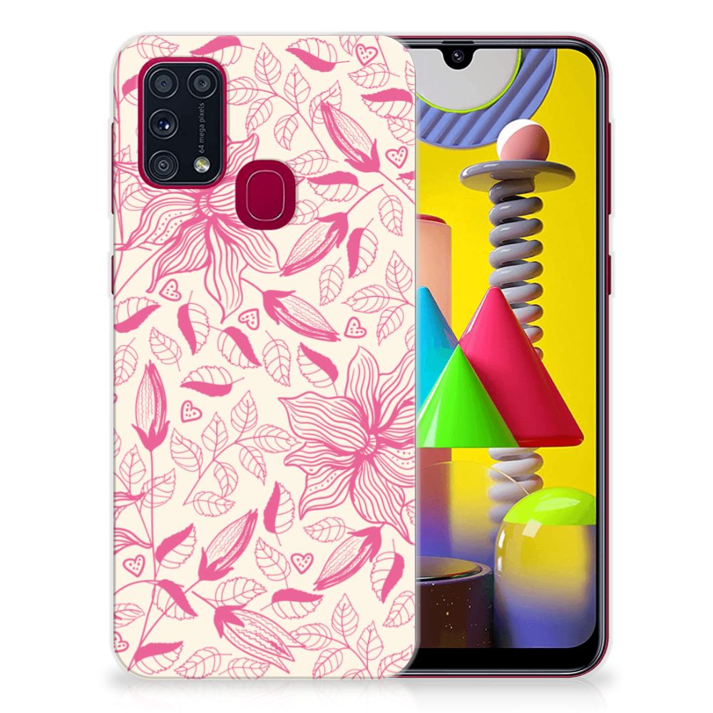 Samsung Galaxy M31 TPU Case Pink Flowers