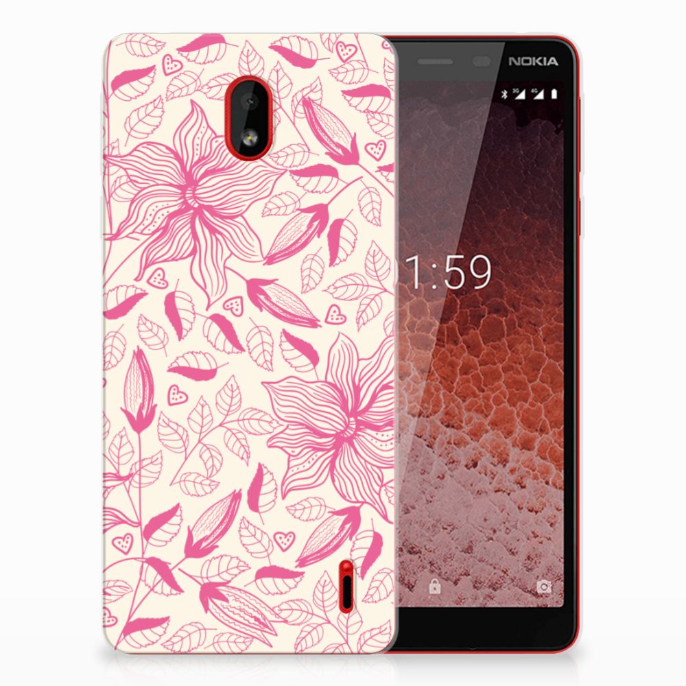 Nokia 1 Plus TPU Case Pink Flowers