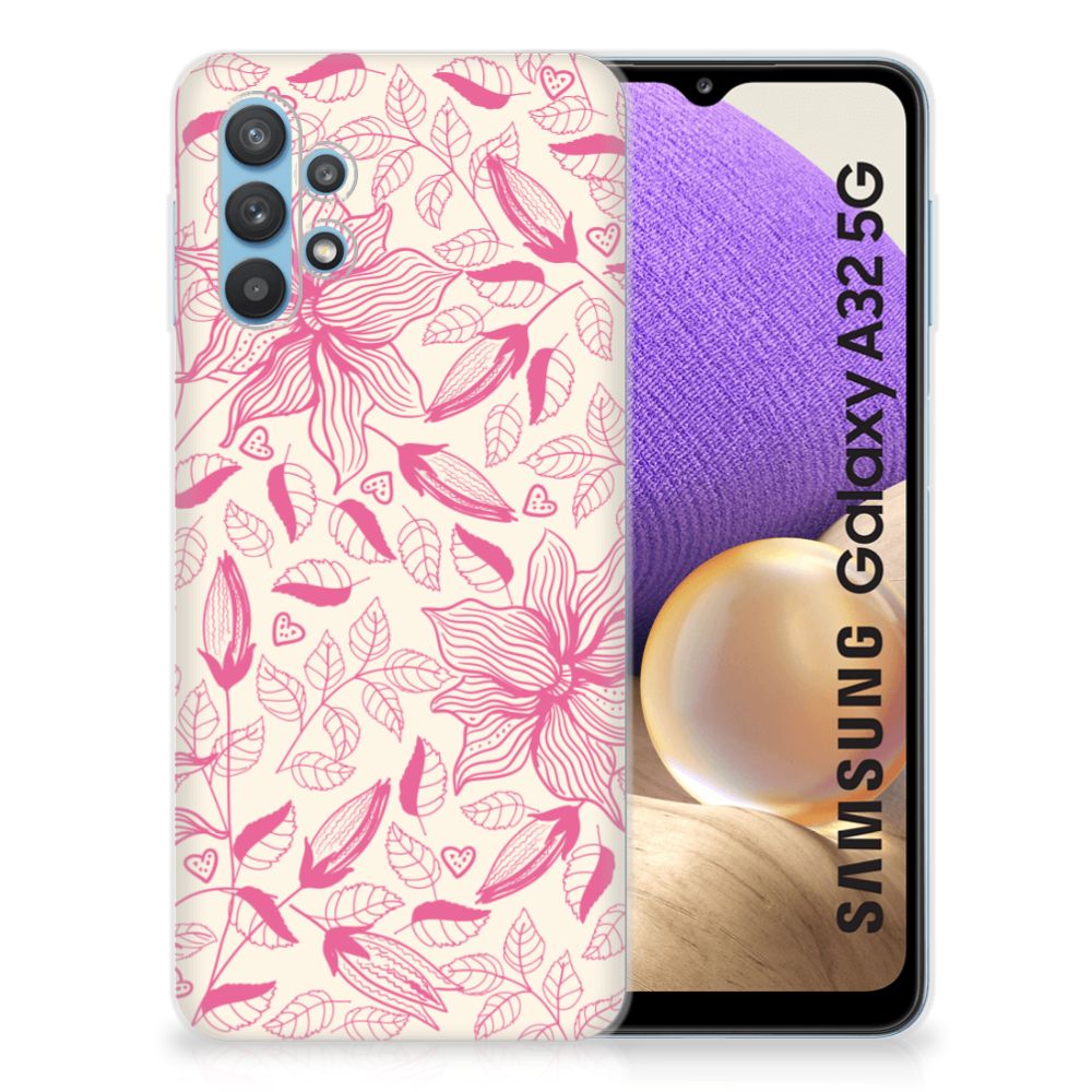 Samsung Galaxy A32 5G TPU Case Pink Flowers