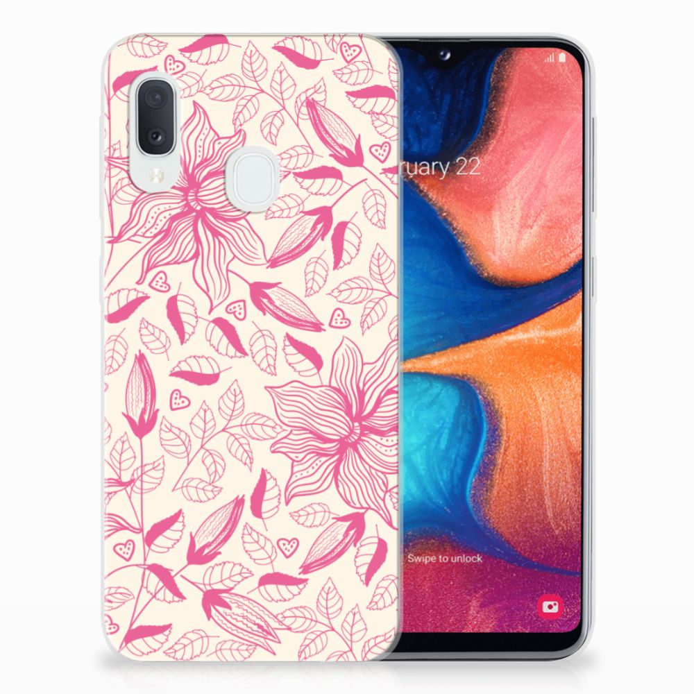 Samsung Galaxy A20e TPU Case Pink Flowers