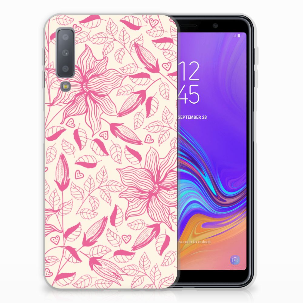 Samsung Galaxy A7 (2018) TPU Case Pink Flowers