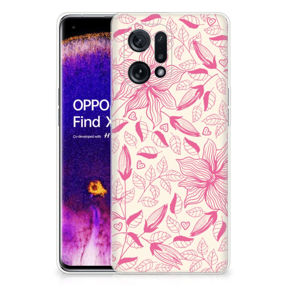 OPPO Find X5 TPU Case Pink Flowers