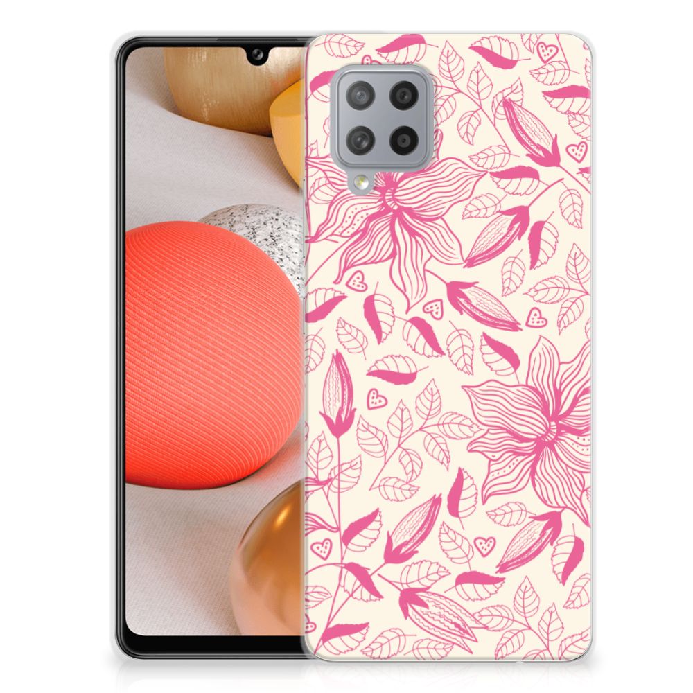 Samsung Galaxy A42 TPU Case Pink Flowers