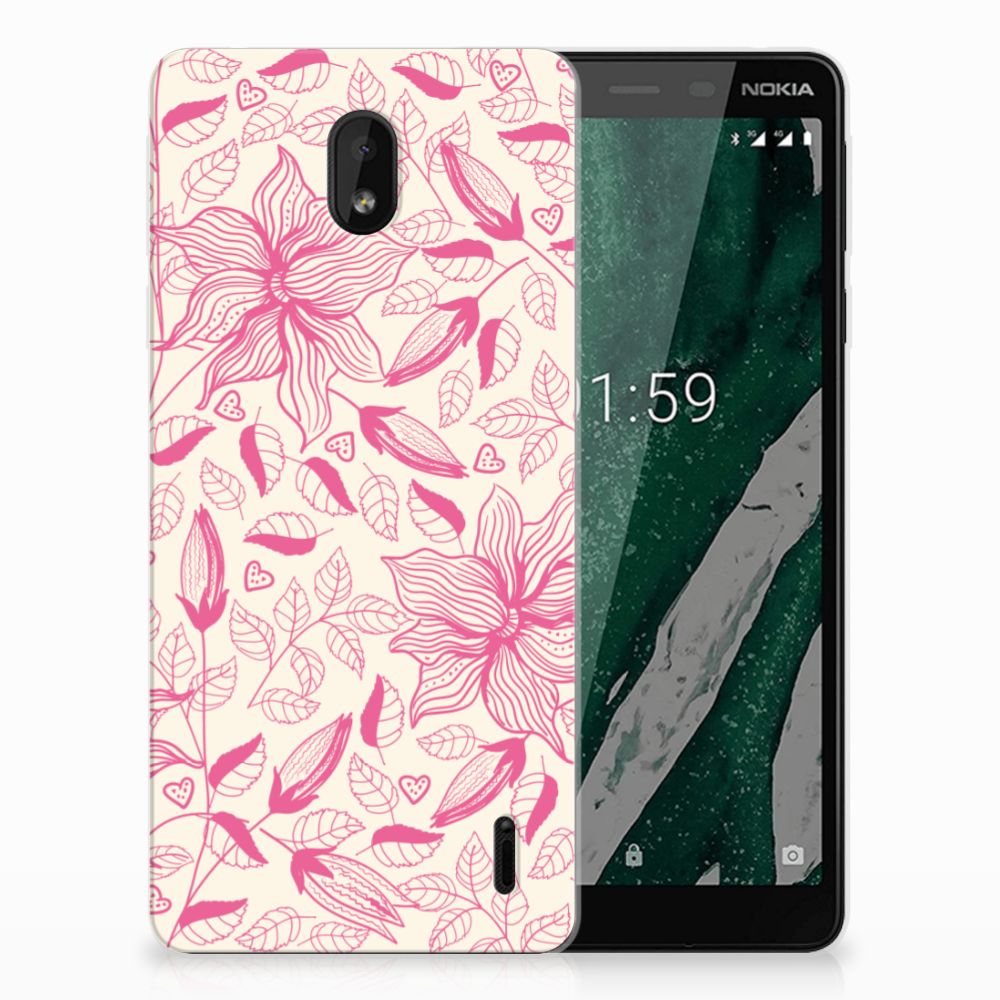 Nokia 1 Plus TPU Case Pink Flowers