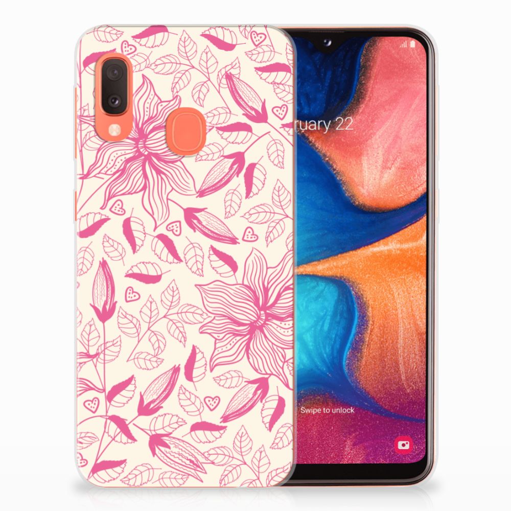 Samsung Galaxy A20e TPU Case Pink Flowers