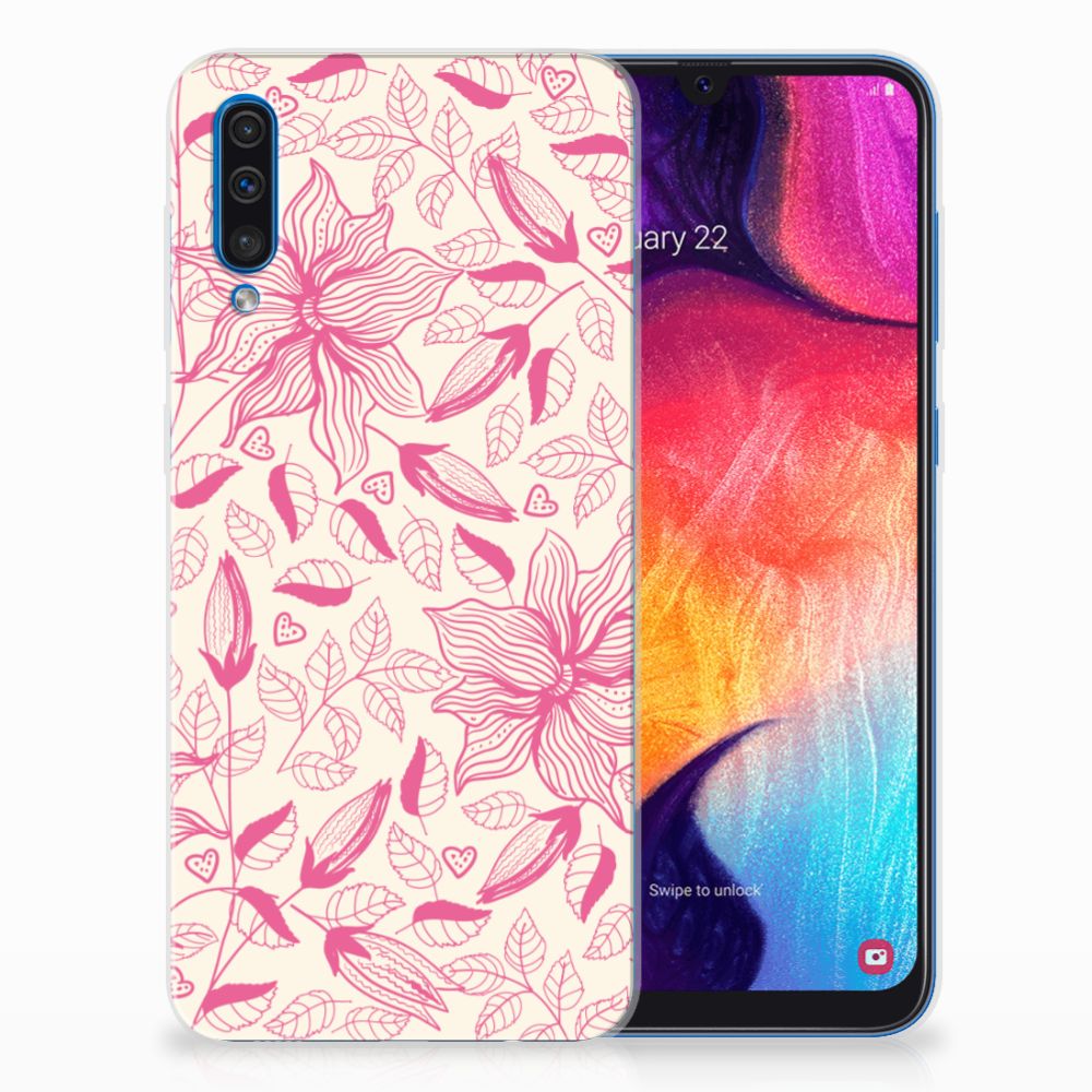 Samsung Galaxy A50 TPU Case Pink Flowers
