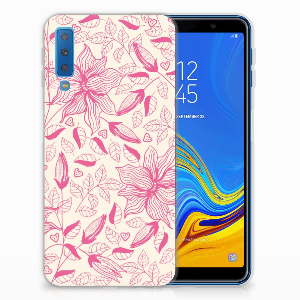 Samsung Galaxy A7 (2018) TPU Case Pink Flowers