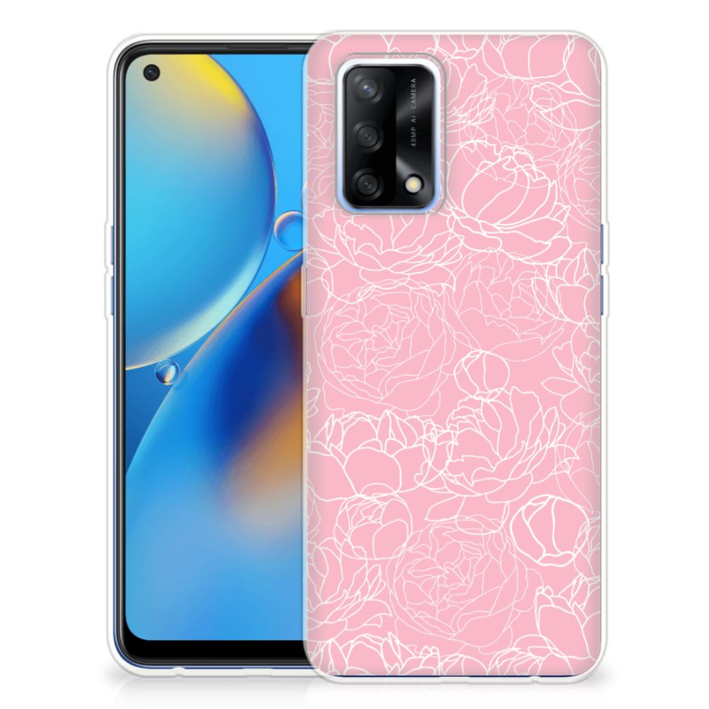 OPPO A74 4G TPU Case White Flowers