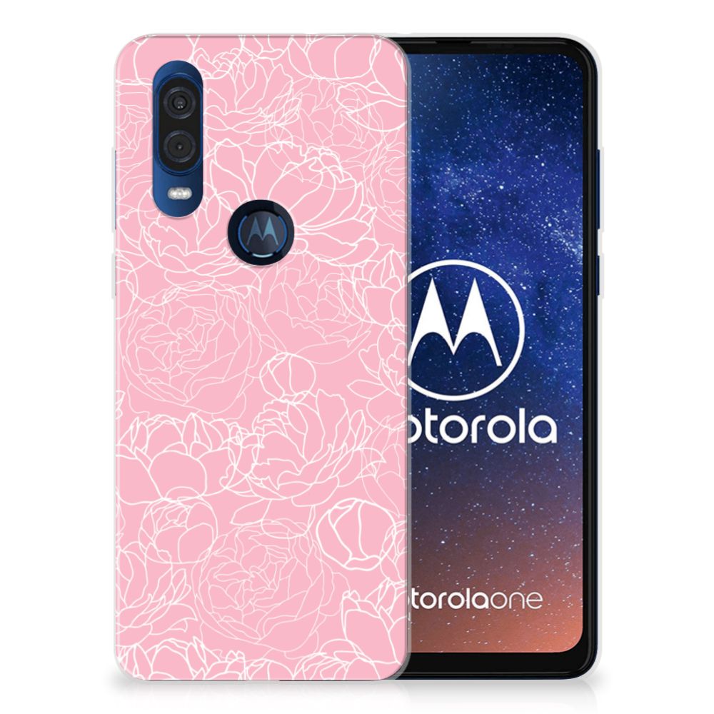 Motorola One Vision TPU Case White Flowers