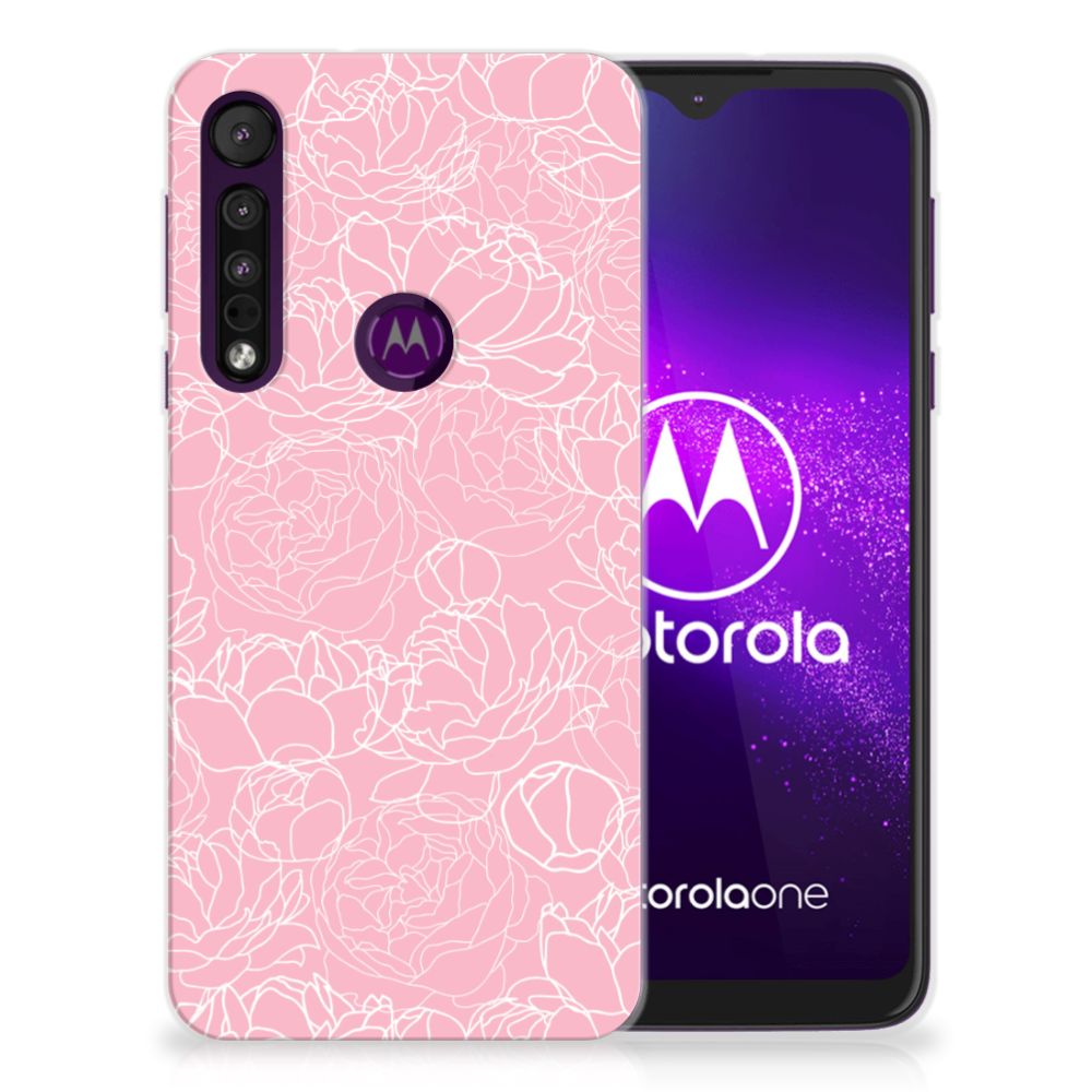 Motorola One Macro TPU Case White Flowers