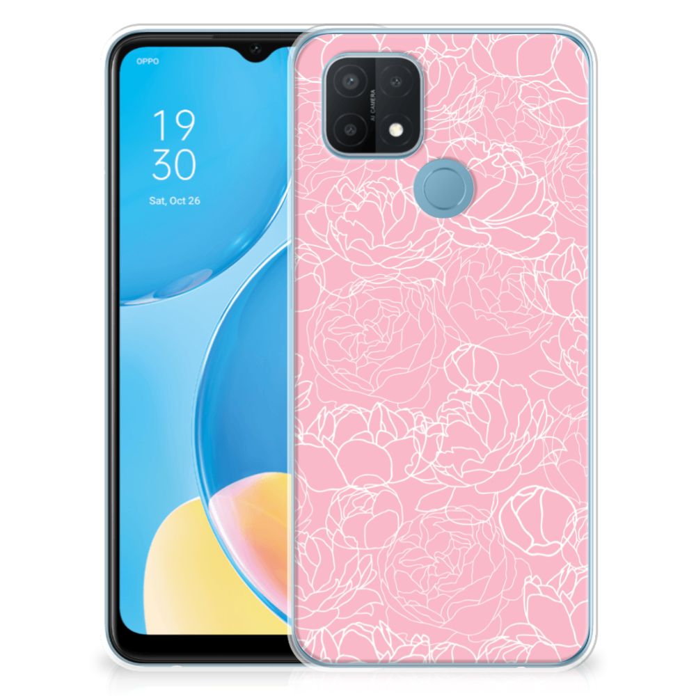 OPPO A15 TPU Case White Flowers