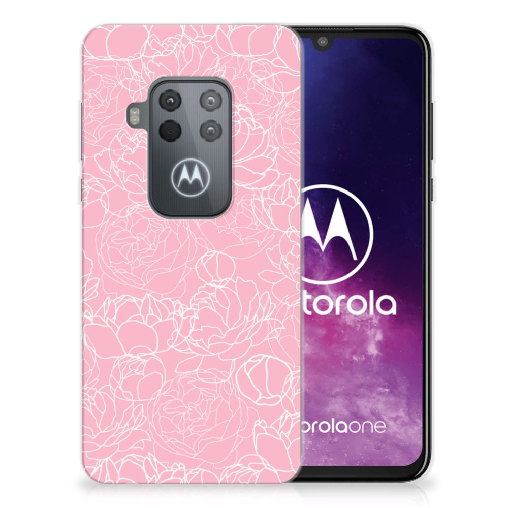 Motorola One Zoom TPU Case White Flowers