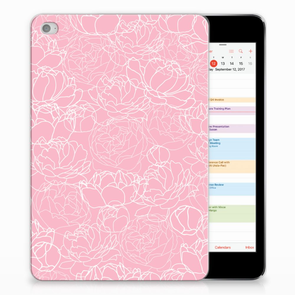 Apple iPad Mini 4 Tablethoesje Design White Flowers