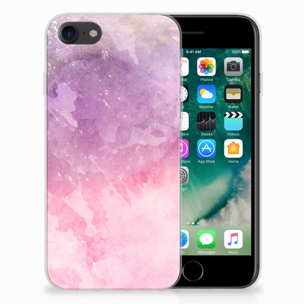 Apple iPhone 7 | 8 TPU Hoesje Design Pink Purple Paint