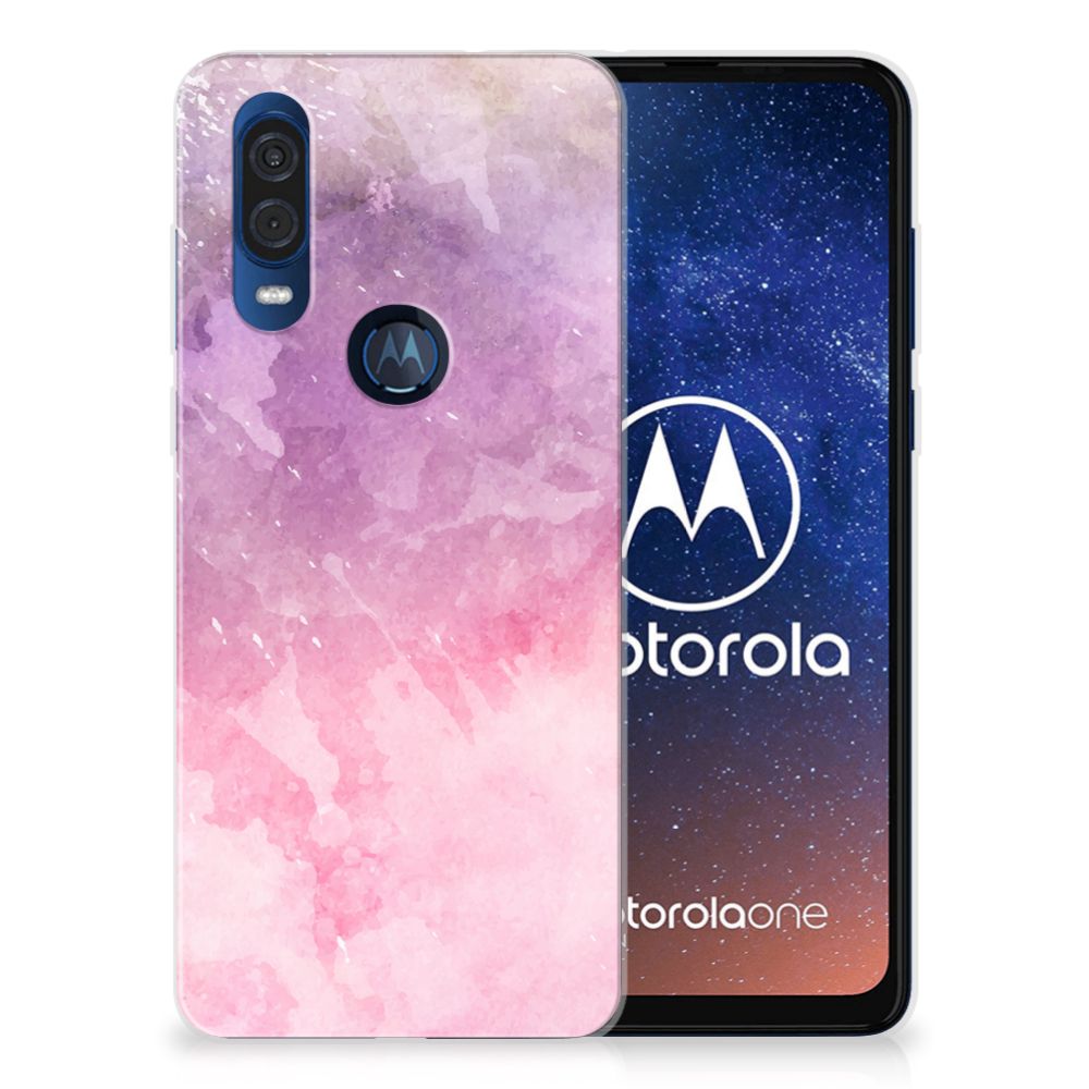 Hoesje maken Motorola One Vision Pink Purple Paint