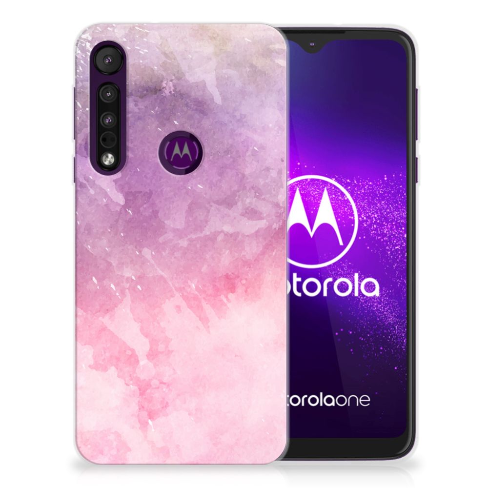 Hoesje maken Motorola One Macro Pink Purple Paint