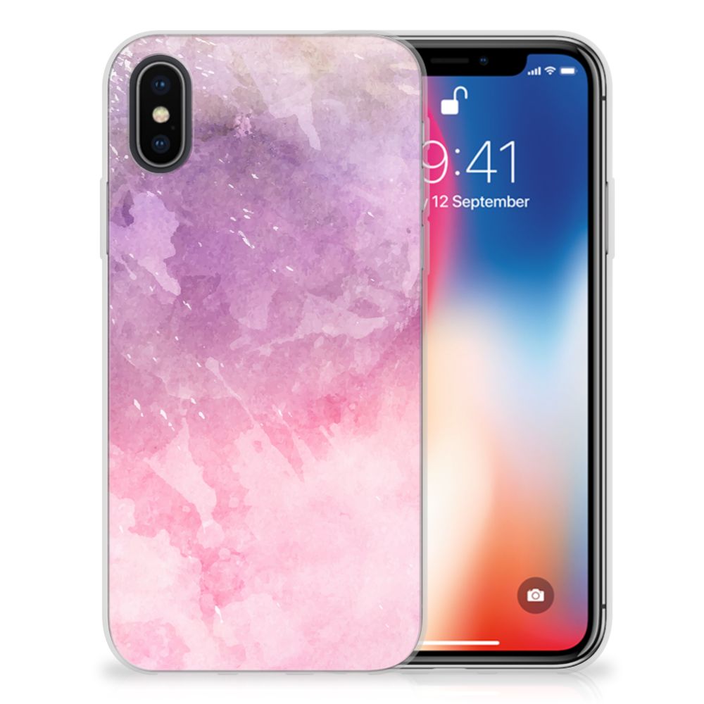 Apple iPhone X | Xs TPU Hoesje Design Pink Purple Paint