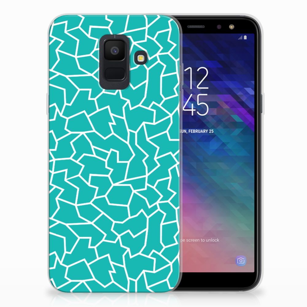 Samsung Galaxy A6 (2018) TPU Hoesje Design Cracks Blue