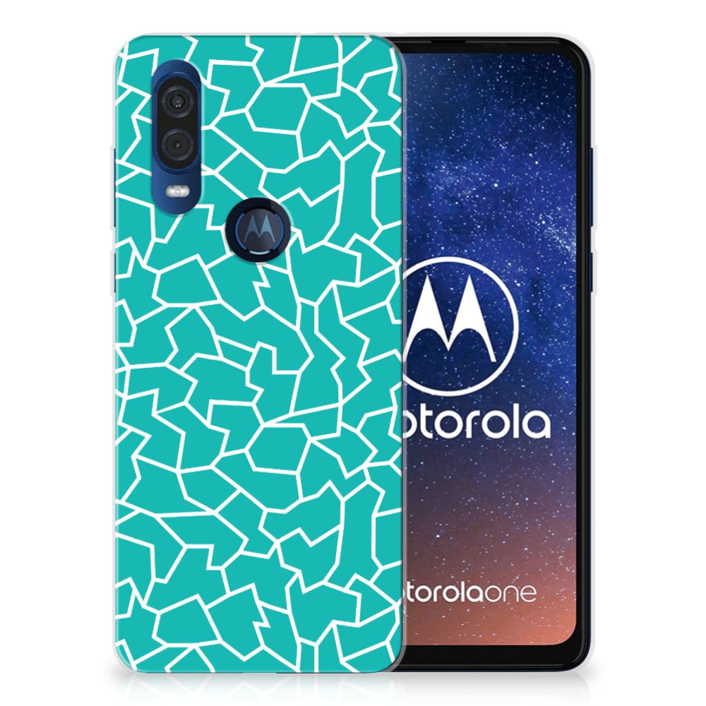 Motorola One Vision Hoesje maken Cracks Blue