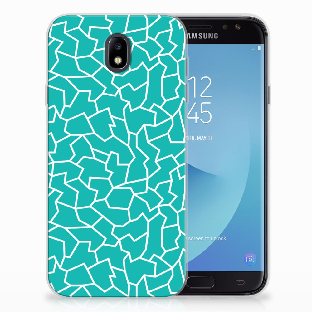 Samsung Galaxy J7 2017 | J7 Pro TPU Hoesje Design Cracks Blue