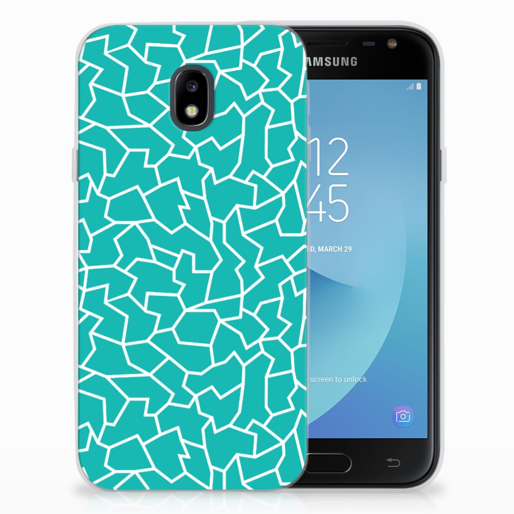 Samsung Galaxy J3 2017 TPU Hoesje Design Cracks Blue
