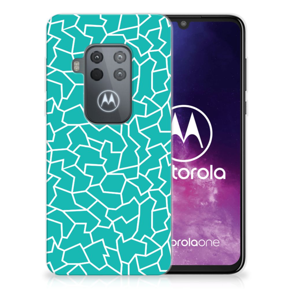 Motorola One Zoom Hoesje maken Cracks Blue