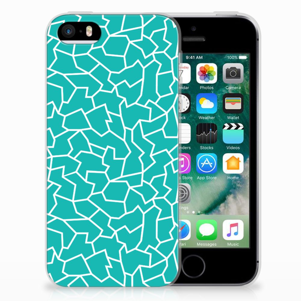 Apple iPhone SE | 5S TPU Hoesje Design Cracks Blue