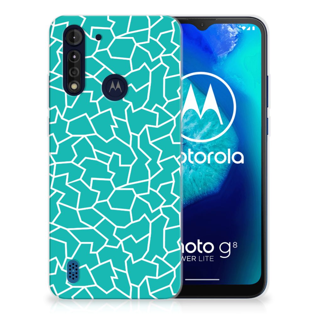 Motorola Moto G8 Power Lite Hoesje maken Cracks Blue