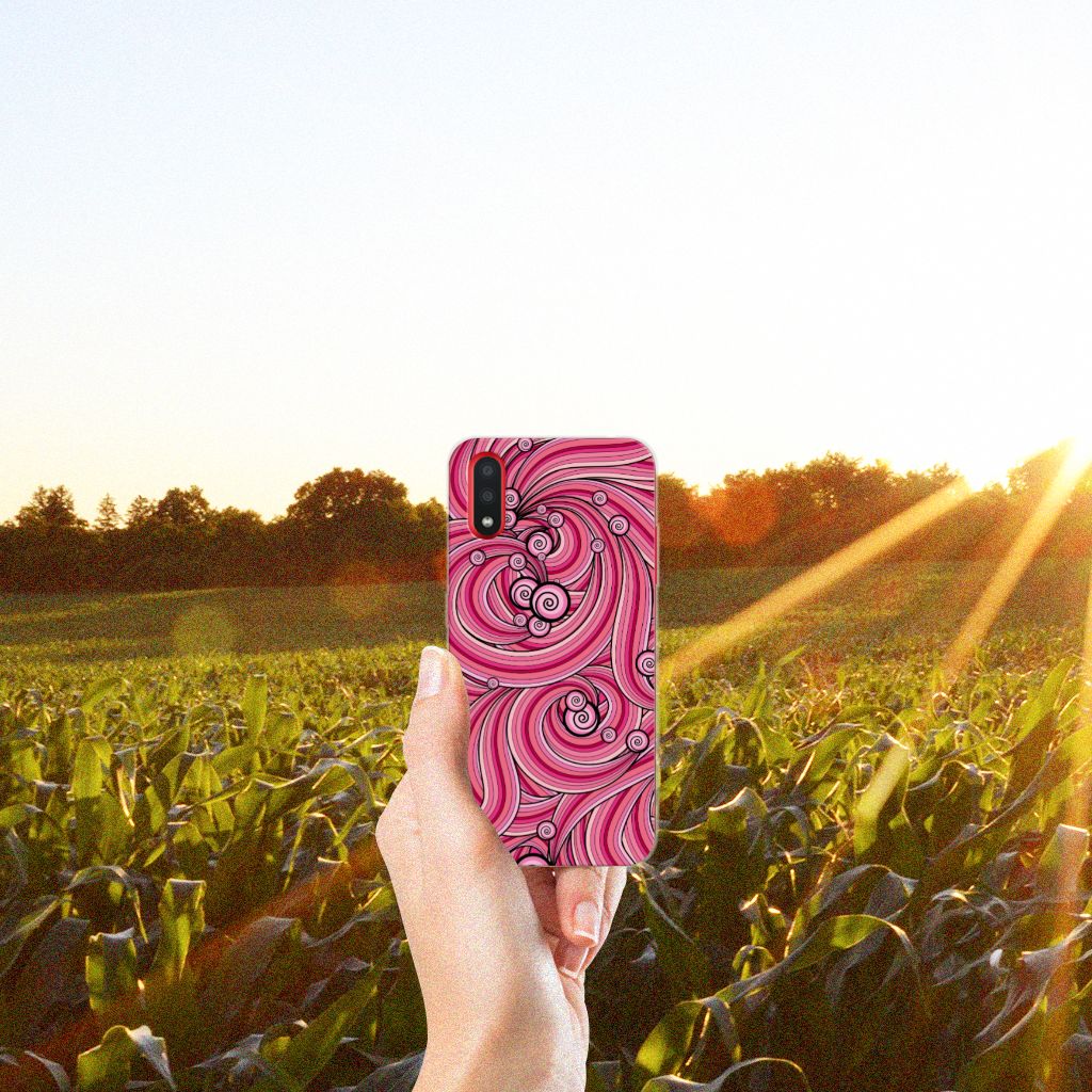 Samsung Galaxy A01 Hoesje maken Swirl Pink