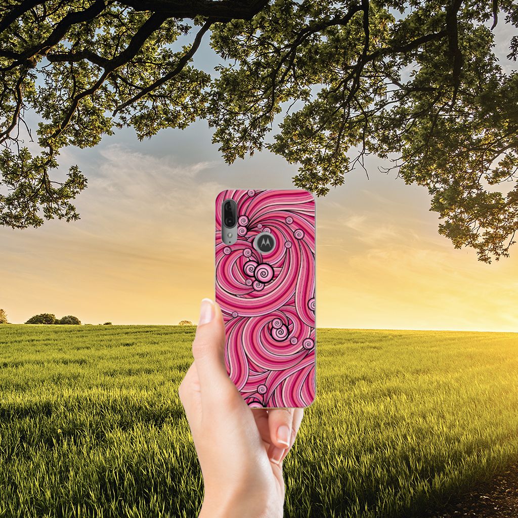 Motorola Moto E6 Plus Hoesje maken Swirl Pink