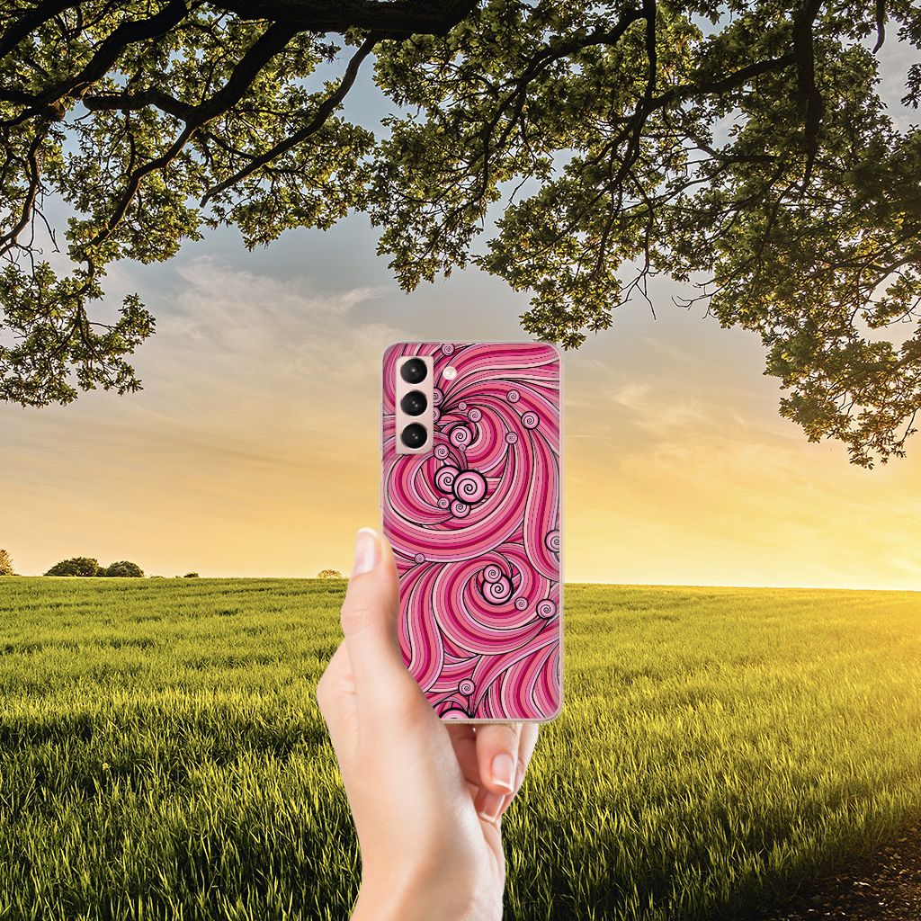 Samsung Galaxy S21 Hoesje maken Swirl Pink
