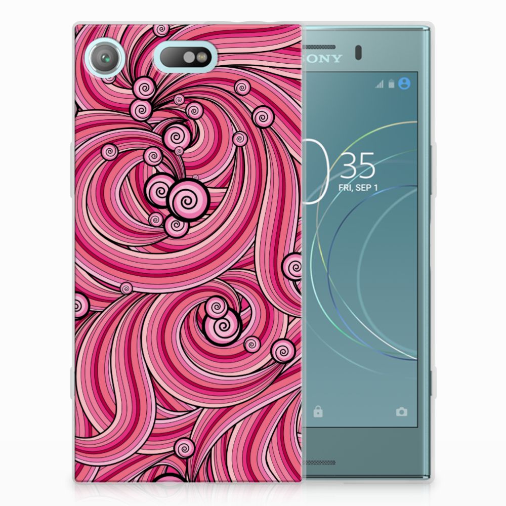 Sony Xperia XZ1 Compact Uniek TPU Hoesje Swirl Pink